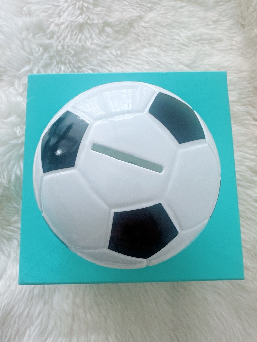 Tiffany & Co. White and Black Soccer Ball Coin Bank